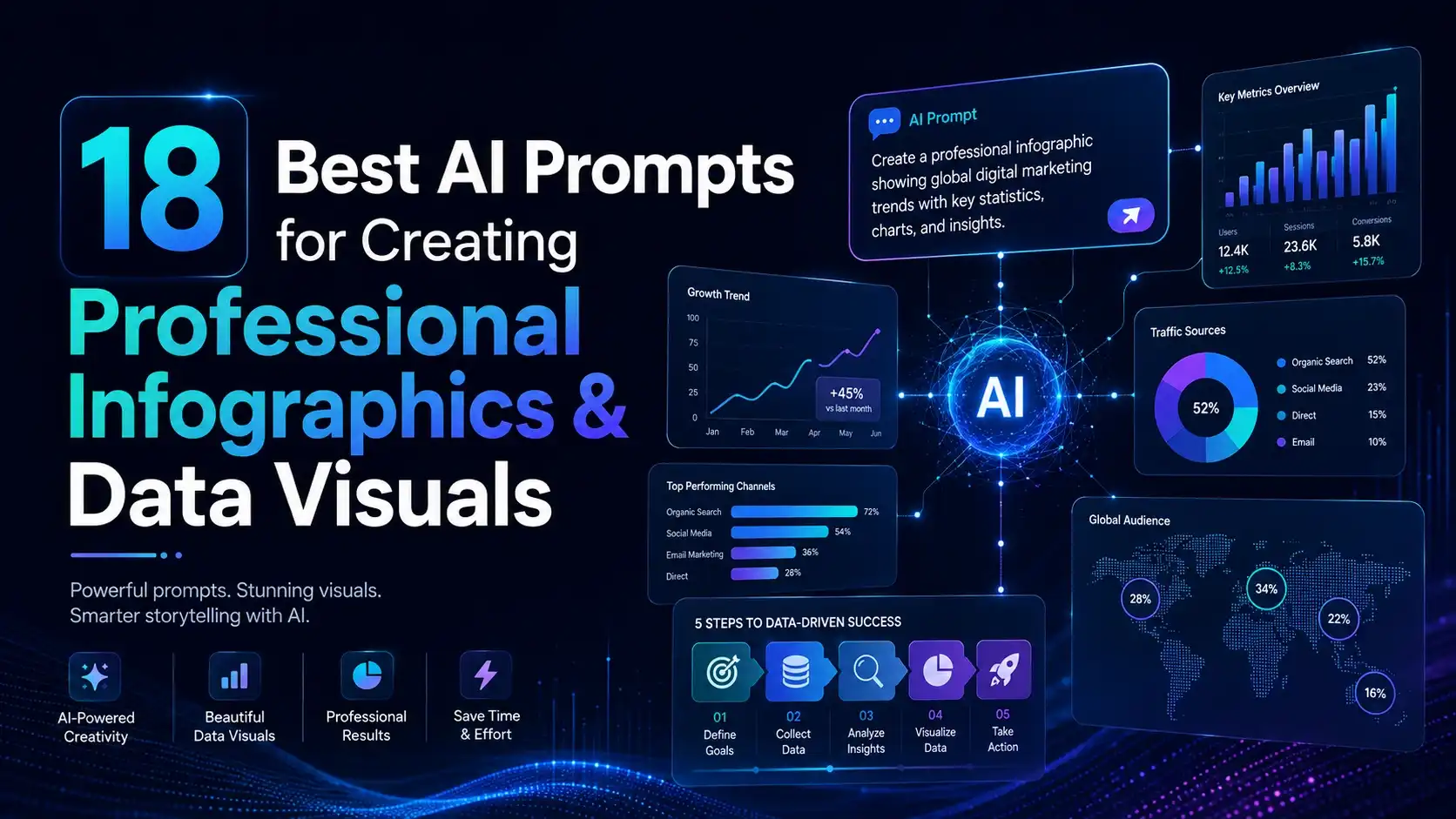 18 Best AI Prompts for Creating Professional Infographics & Data Visuals