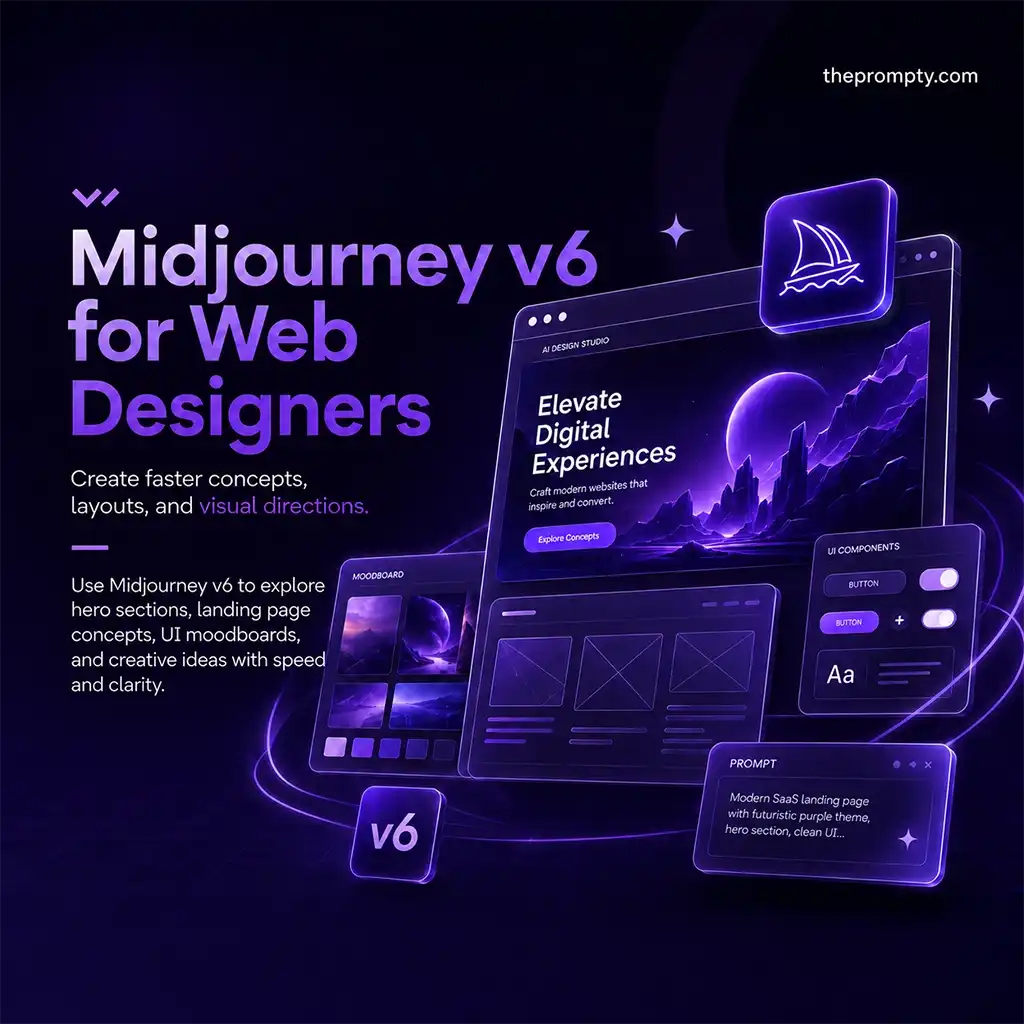 Midjourney v6 for Web Designers: Prompting Beautiful Landing Pages, UI Components & Icons